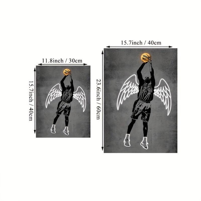 Canvas Poster Modern Art Neon Basketball Angel Graffiti Decorative Painting