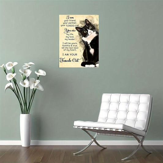 Vintage Art Tuxedo Cat Vertical Poster Ideal Gift For Bedroom Decor