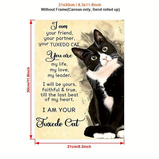Vintage Art Tuxedo Cat Vertical Poster Ideal Gift For Bedroom Decor