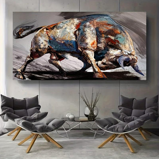 Spanish Bullfighting Animal Abstract Canvas Wall Print