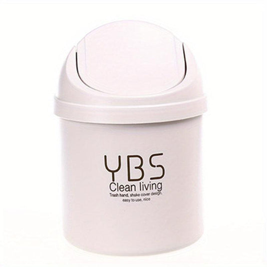 Mini Desktop Trash Can with Lid Tabletop Shake Cover Wastebasket