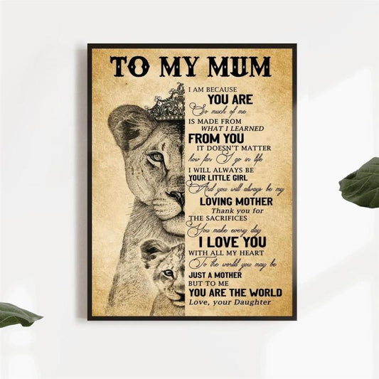 Inspirational Lion Canvas Painting for Mum