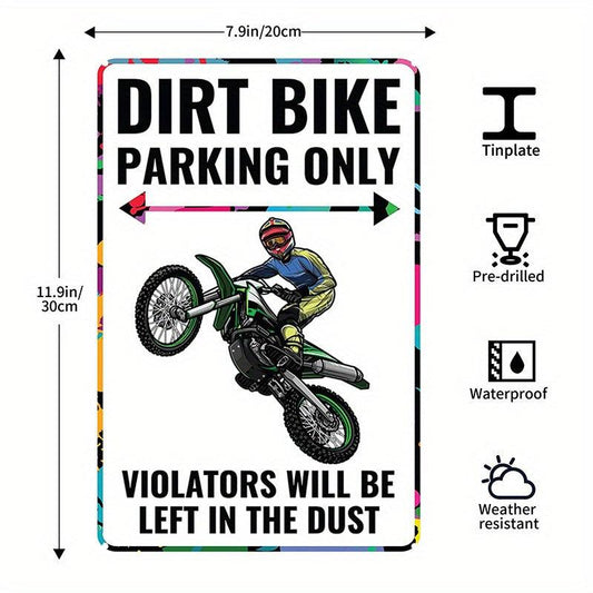 Biker Dirt Bike Motorcycle Racing American Flag Parking Tin Sign