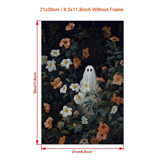 Canvas Poster Ghost Painting Vintage Wall Art Halloween Decoration