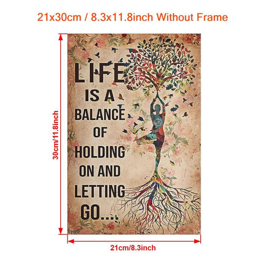Yoga Wall Decor Poster - Lift Balance Of Holding On & Letting Go