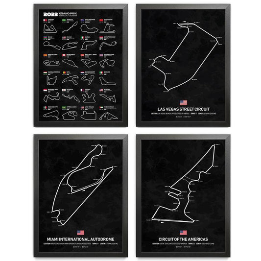 4pcs F1 Race Posters A4 Size Frameless High Print for Fans and Collectors