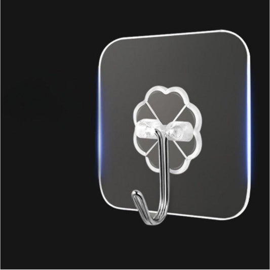 6pcs Adhesive Hook Transparent Wall Hook Waterproof Kitchen Bathroom Hook