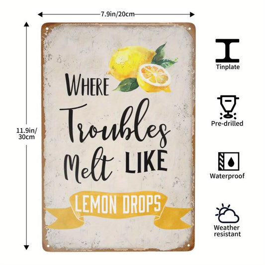 Retro Metal Tin Sign Lemon House Coffee Wall Decor 20x30 cm