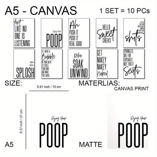 10pcs Bathroom Funny Quotes Posters 12 x8