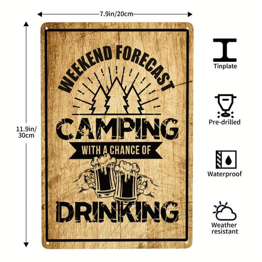 Vintage Camping Tin Sign Camping Rules Explore Family Fire Sunset Stars Memories