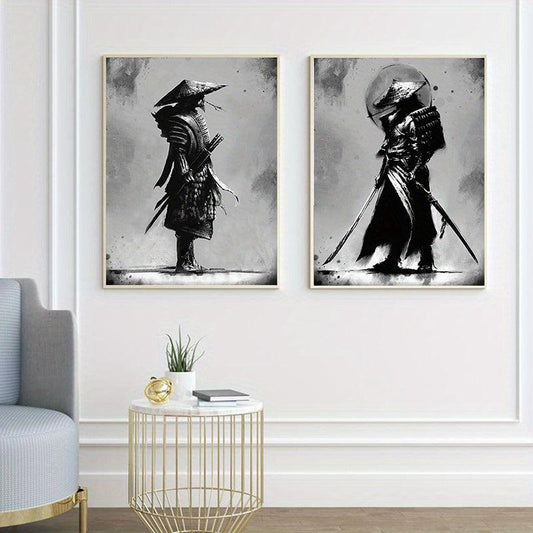 2pcs Samurai Canvas Mystical Grey Posters for Home Decor