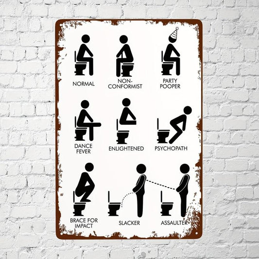 Vintage Metal Toilet Sign Bathroom Decor Funny Gift 20x30cm