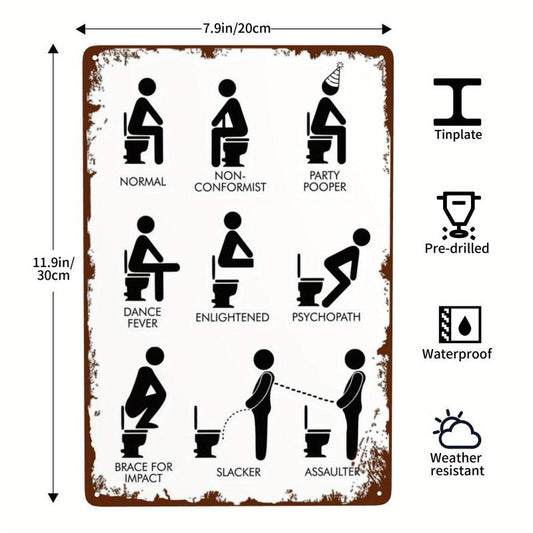 Vintage Metal Toilet Sign Bathroom Decor Funny Gift 20x30cm