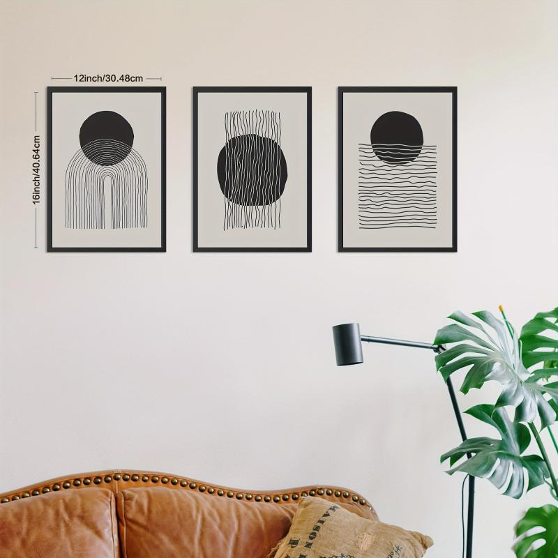 3pcs Abstract Creative Artistic Hand Sketched Compositions Wall Decoration