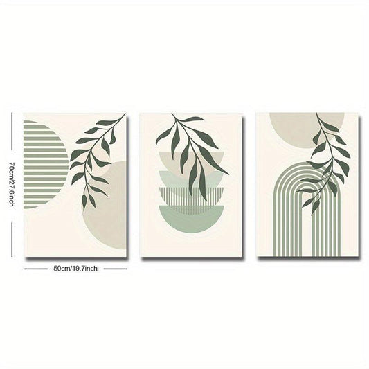 Boho Abstract Canvas Painting Green Plant Art Poster Print Modern Wall Picture