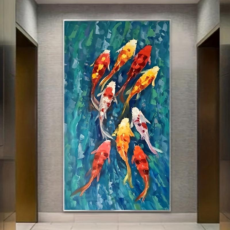 Koi Fish Landscape Painting Canvas Poster for Modern Living Room Decor