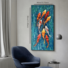 Koi Fish Landscape Painting Canvas Poster for Modern Living Room Decor