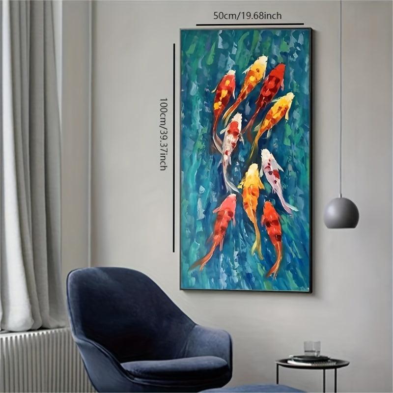 Koi Fish Landscape Painting Canvas Poster for Modern Living Room Decor
