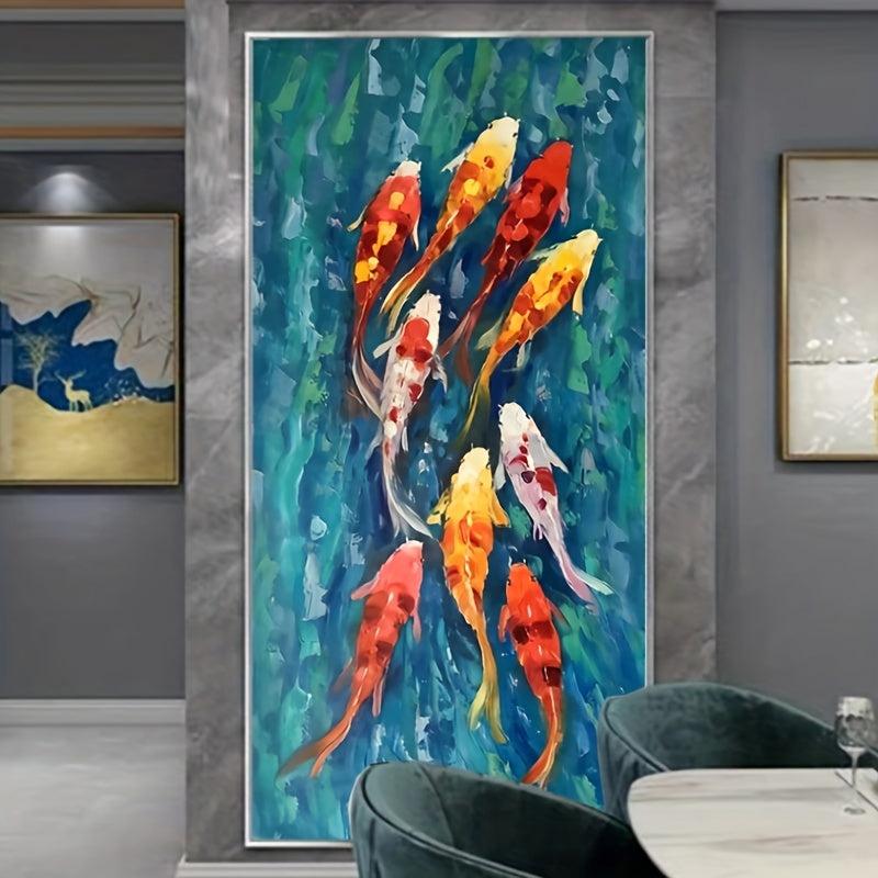 Koi Fish Landscape Painting Canvas Poster for Modern Living Room Decor