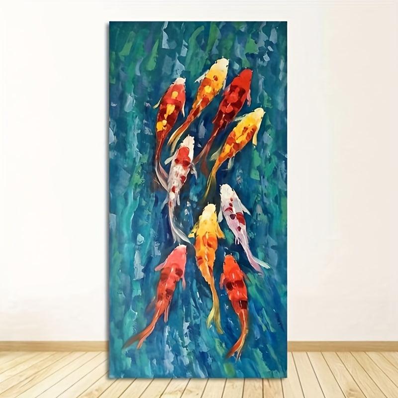 Koi Fish Landscape Painting Canvas Poster for Modern Living Room Decor