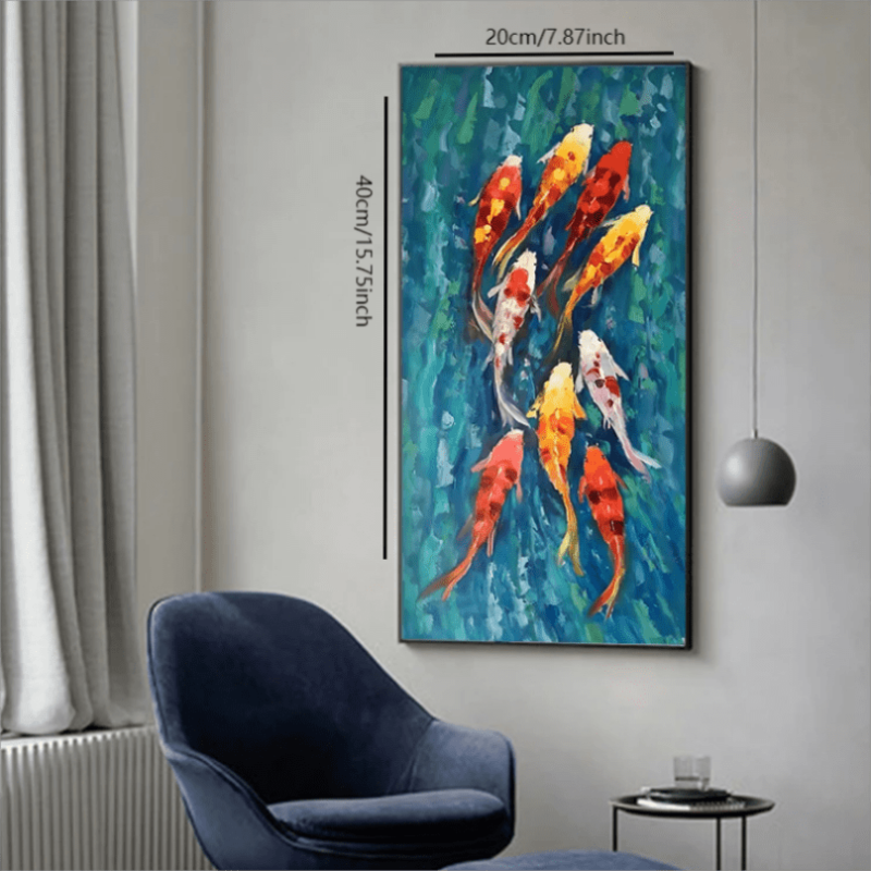 Koi Fish Landscape Painting Canvas Poster for Modern Living Room Decor