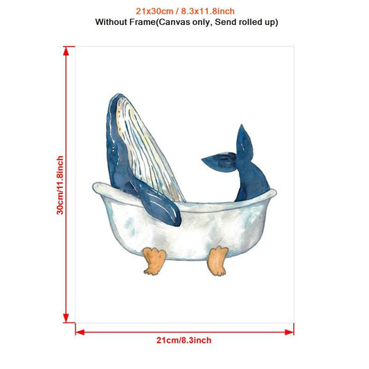 Canvas Poster Modern Art Humpback Whale Watercolor Painting