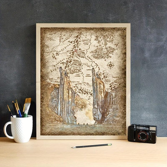 Middle Earth Retro Travel Map Poster Canvas Painting
