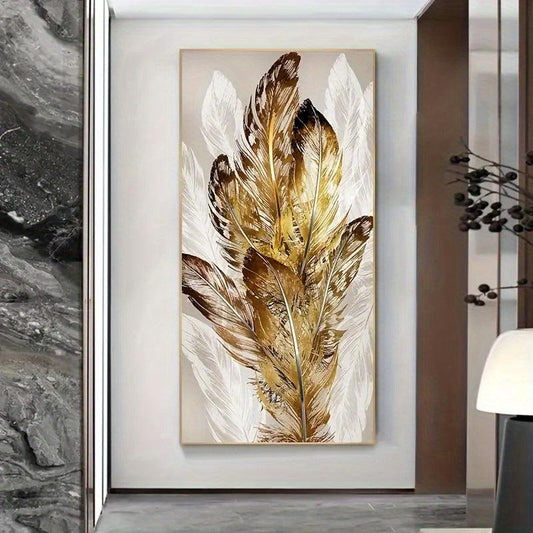 Modern Art Golden Feather Poster for Bedroom Wall Decor