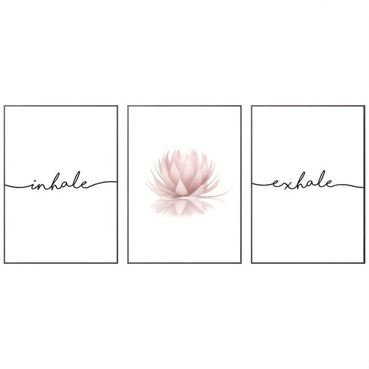 Pink Lotus Flower Canvas Paintings Inhale Exhale Posters Modern Wall Art