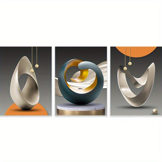 3pcs Modern Geometric Wall Posters for Stylish Living Room