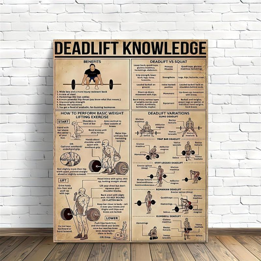 Deadlift Knowledge Poster - Gym Decor Gift - Home Office Wall