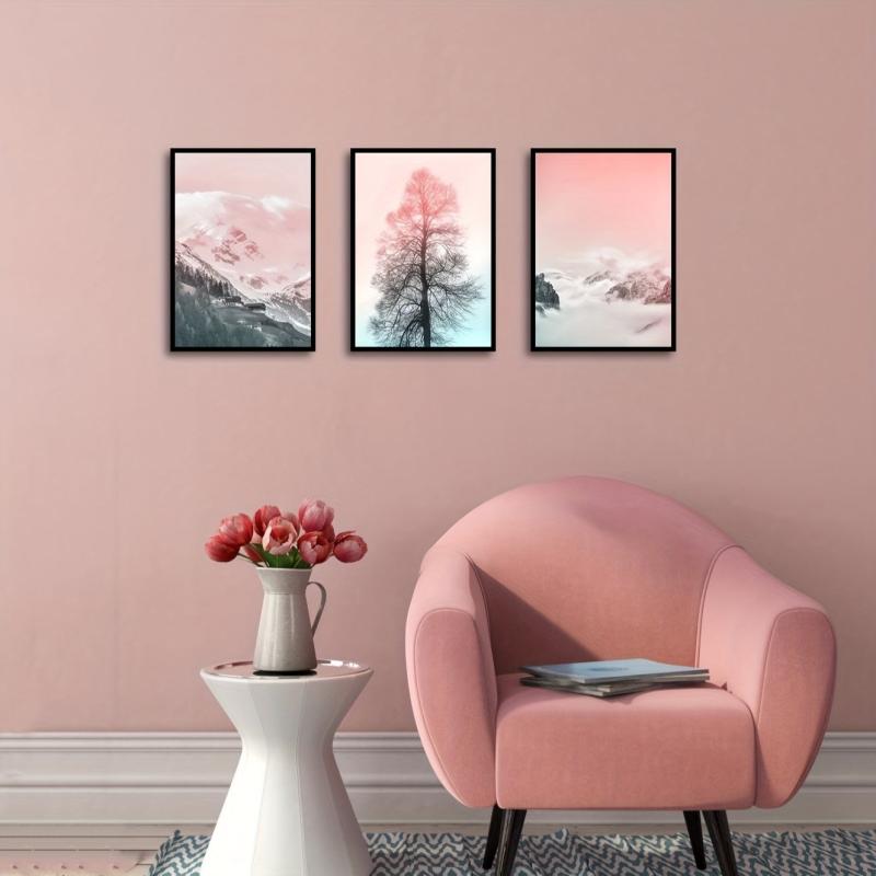 Pink Landscape Mountain Forest Canvas Wall Art Prints