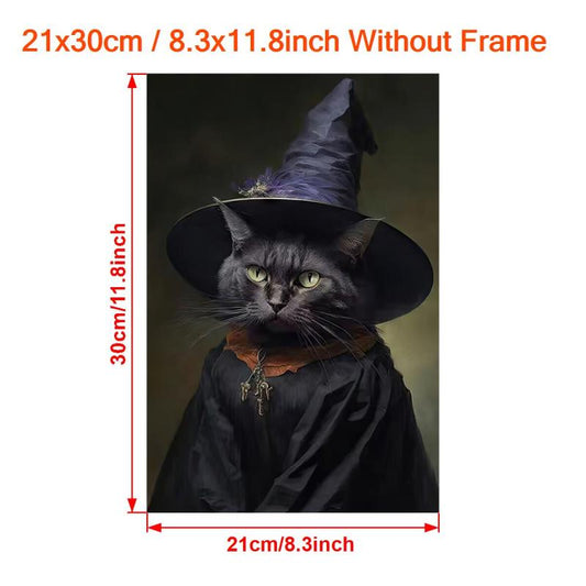 Cat Witch Vintage Poster Art Print Dark Academia Gothic Wicca Wall Decor