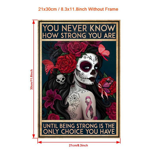 Skull Girl Flower Painting On Canvas Wall Art