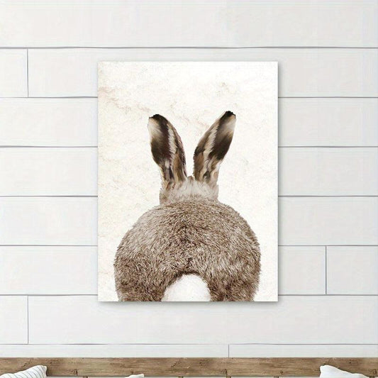 Hare Watercolor Painting Canvas Art Rabbit Wearing Flowers Wall Painting