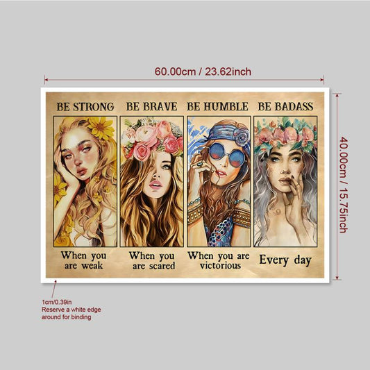 Inspirational Girls Canvas Wall Art - Vintage Artwork for Home Decor