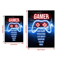 Canvas Poster Modern Art Game Lover Hard Work Persistence Neon Game Controller