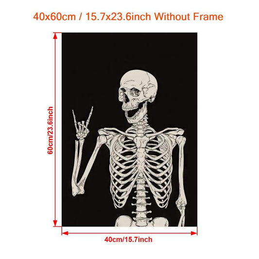 Halloween Canvas Poster Modern Art Funny Skeleton Horrible Vintage Decor