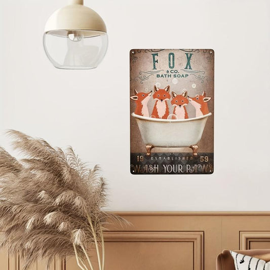 Fox Co Bath Soap Tin Sign Vintage Metal Poster Home Decor Gift 12x8 Inch
