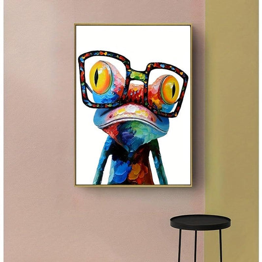 Colorful Glasses Frog Cartoon Animal Poster for Home Decor