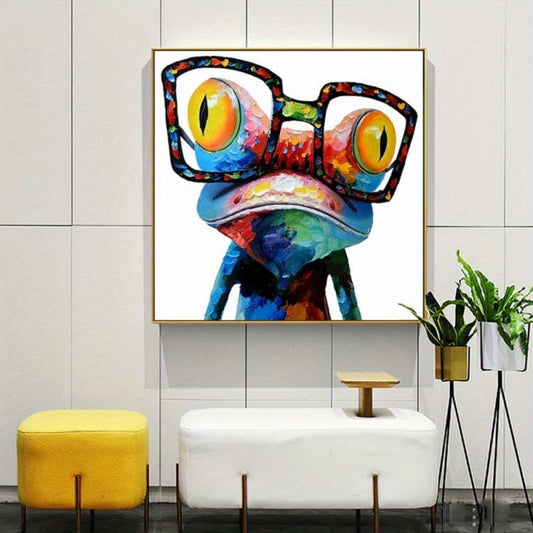 Colorful Glasses Frog Cartoon Animal Poster for Home Decor
