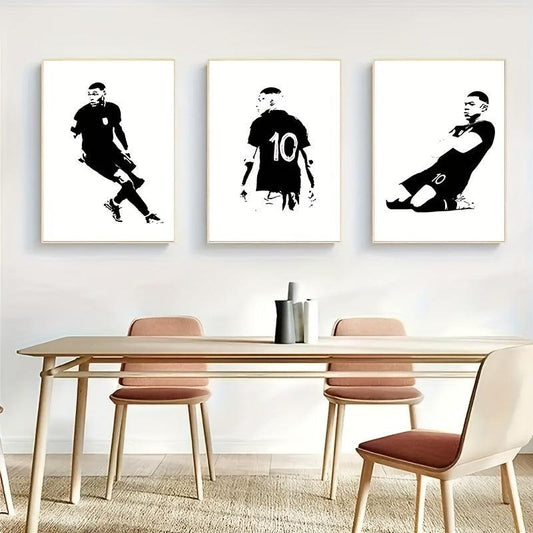3pcs Football Player Poster Abstract Sports Canvas Painting