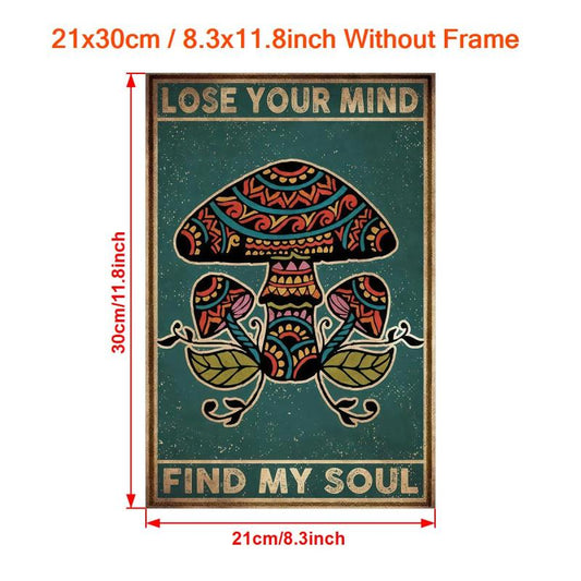 Vintage Hippie Mushroom Canvas Wall Art