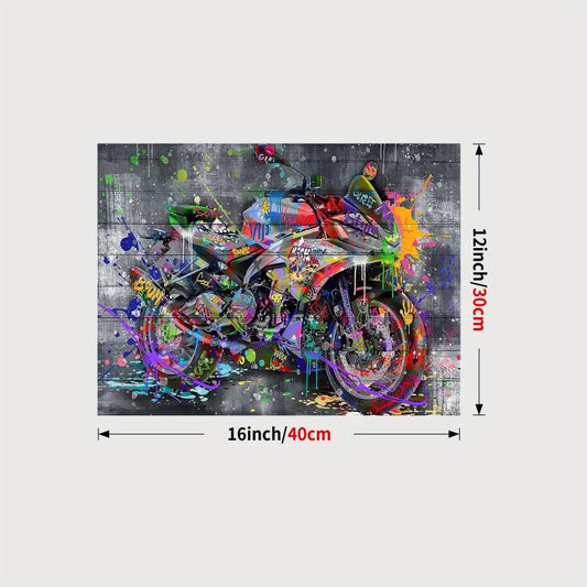 Framed Graffiti Canvas Art Painting Motorcycle High Heels Rose Poster