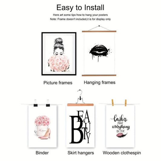 Stylish Girl Makeup Room Decor Canvas Print 6pcs