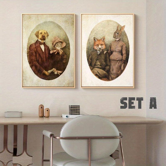 2pcs American Vintage Wild Animals Posters Set