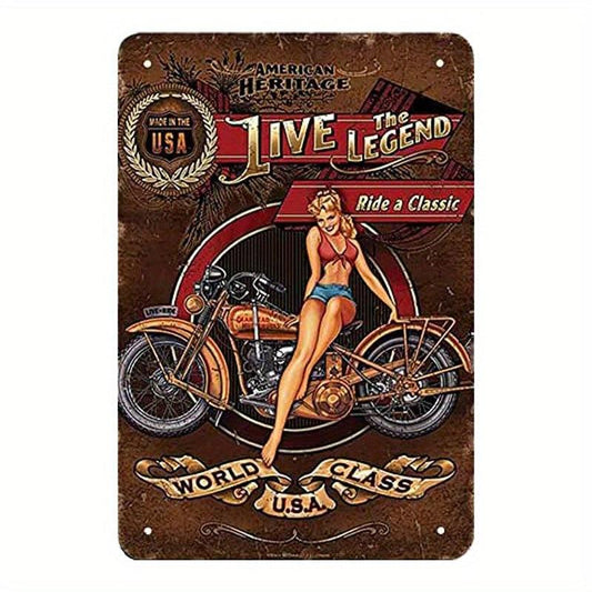 Vintage Metal Tin Sign Motorcycle Wall Decor
