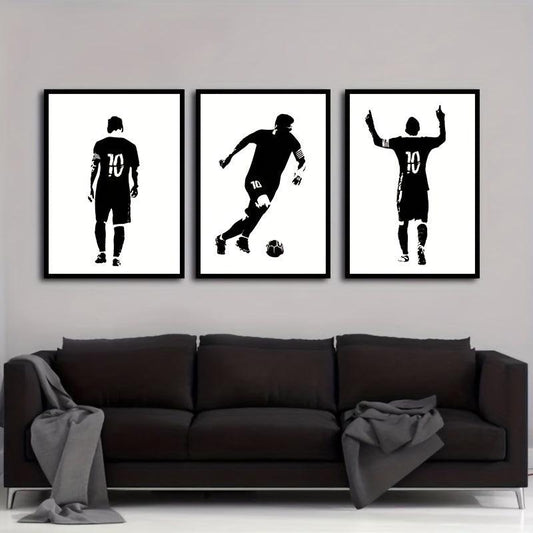 3pcs Football Star Poster Modern Art Abstract Character Gift For Bedroom Decor