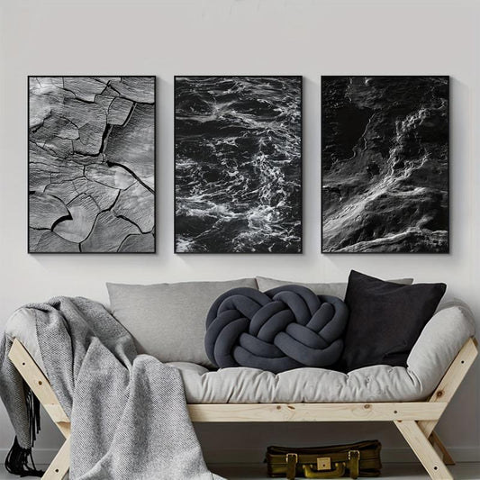 Modern Art Mable Sea Dark Wave Canvas Poster Set