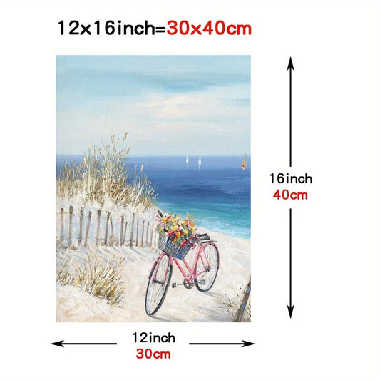 Modern Coastal Seaside Bicycle Canvas Print